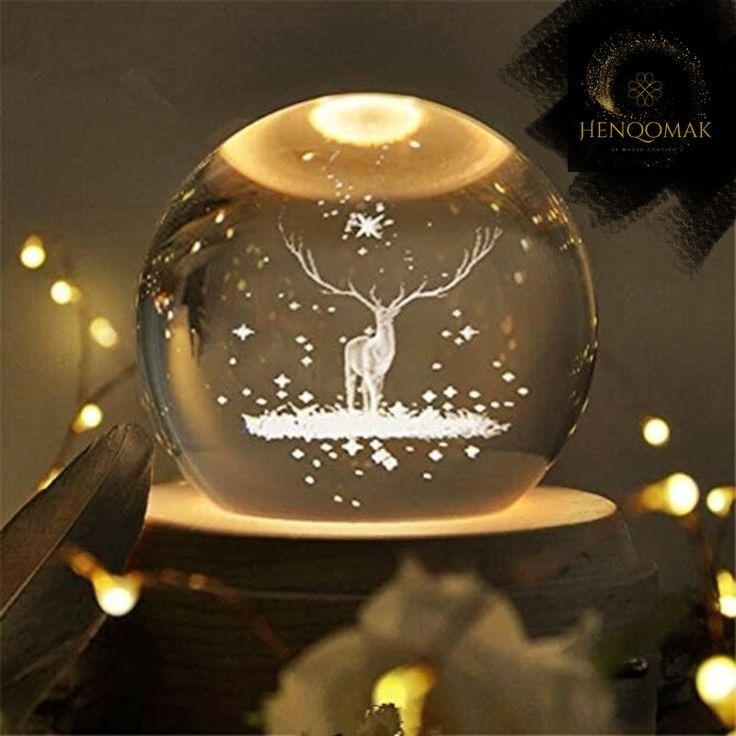 Lampara de cristal luz led redonda 3d
