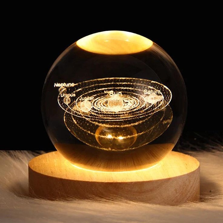 Lampara de cristal luz led redonda 3d