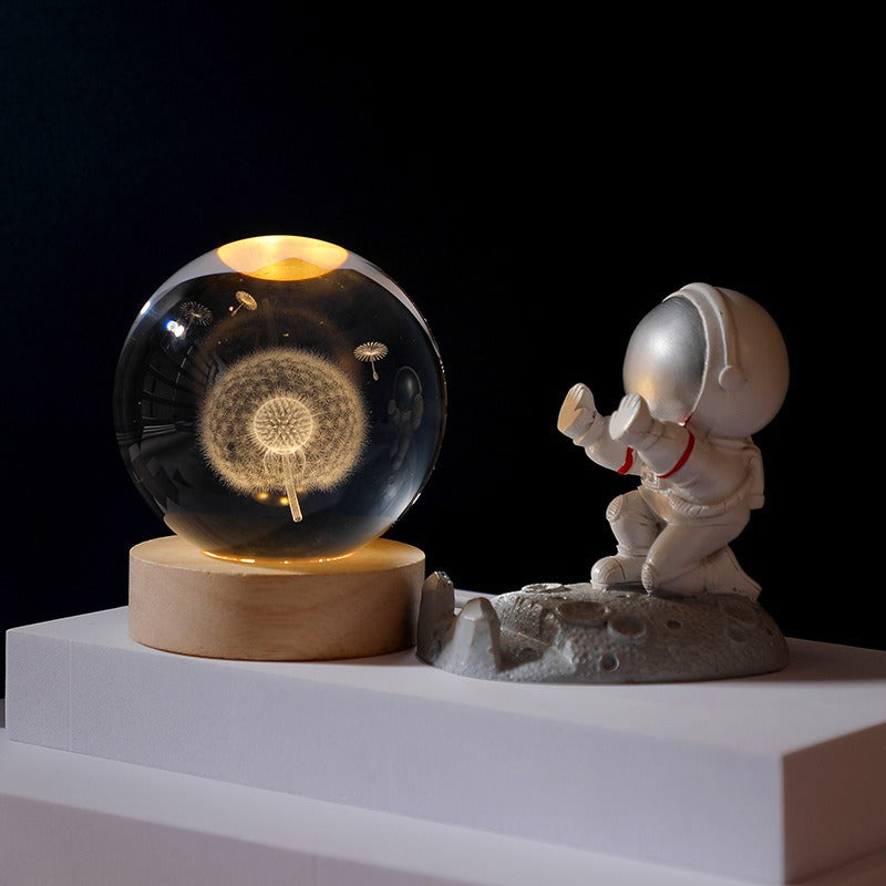 Lampara de cristal luz led redonda 3d