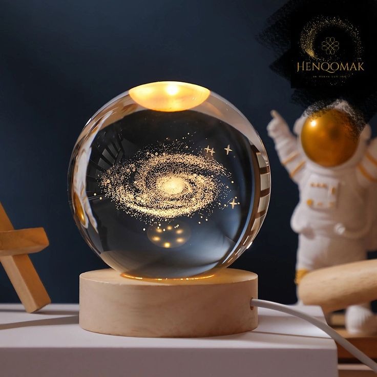 Lampara de cristal luz led redonda 3d