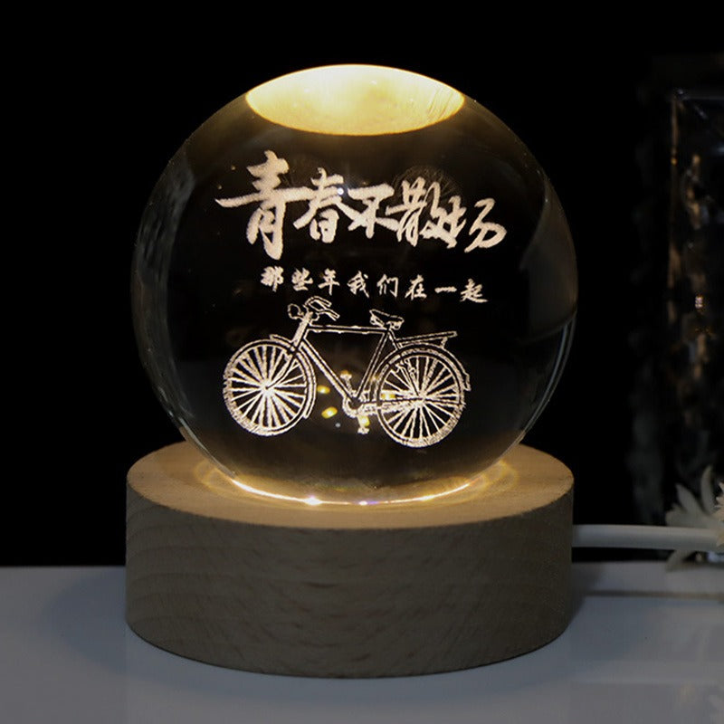 Lampara de cristal luz led redonda 3d